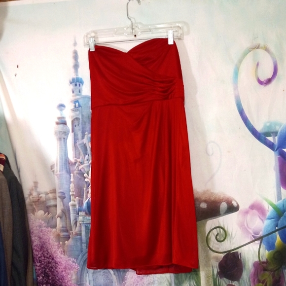 David's bridal red strapless dress - Picture 2 of 9